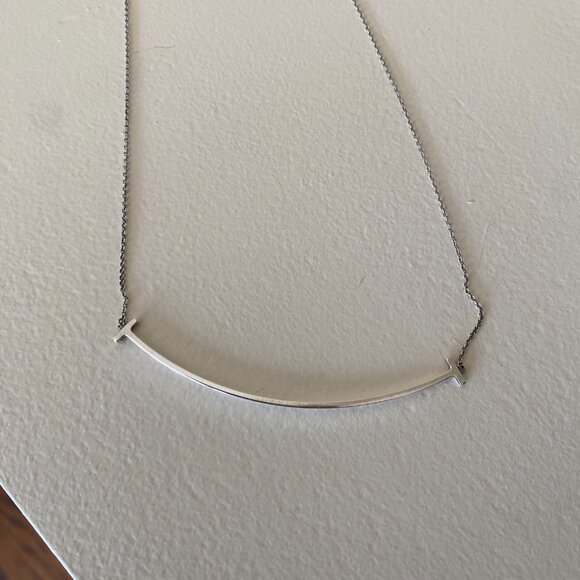 Tiffany & Co. Sterling Silver Large T Smile Necklace - Picture 4 of 5